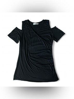 Marquise Black Cold-Shoulder Top